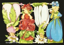 German Embossed Vintage Style Scrap Die Cut - Precious Flower Girls EF7309 picture