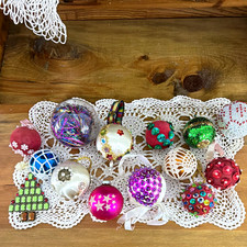 Mixed Lot Vintage Christmas Ball Ornaments Multicolor Glass Fabric Bead Handmade picture