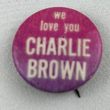 Vintage Charlie Brown Hippie Counter Culture Pin Pinback Button We Love You picture