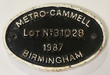 Metro-Cammell Birmingham, England UK 1987 Train Railroad Steel Oval Sign Plaque picture