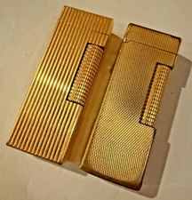2 Vintage Dunhill Rollagas Gold Lighters Barley & Stripe / Lines Parts or Repair picture