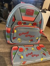Loungefly Child’s Play Chucky Cosplay  Good Guys Overalls Mini Backpack & Wallet picture