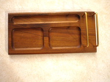 Vintage Wood Dresser Tray Valet Desk Organizer Caddy American Walnut picture