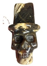Natural Blue Amber Top Hat Skull UV Reactive Indonesian Fossilized Resin  4.5” picture