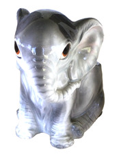 Adorable Sad Eyed Vintage Giftware Co. Gray Elephant Planter Figurine 5” picture