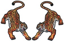 Large Pair of Embroidered Tiger Patch (Left and Right) Wax Backing (7