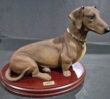Vintage Nico Dachshund Dog Statue Figurine Made In Spain Wood Base Excellent. picture