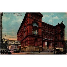 Postcard Criminal Court Bridge of Sighs NYC 1911 Postmark Red Architecture Fair picture
