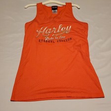 Harley-Davidson Tank Top Los Angeles CA Eternal Freedom Womens L Orange USA MADE picture