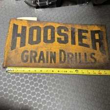 Antique Grain Drills Double Sided Painted Metal Flange Sign 9 X 18 picture