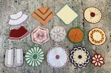 Vintage Handmade Crocheted Potholders Hot-pads x 13 All Different Nice picture