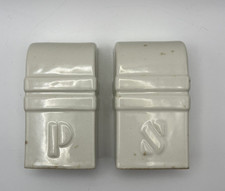 Vintage O'Keefe & Merritt Style White Ceramic Salt & Pepper Stovetop Shakers picture