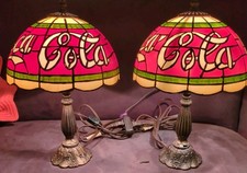 Vintage Coca-Cola Tiffany-Style Table Lamps (1 Working + 1 For Parts) Both Work picture