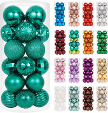 24Ct Green Christmas Ornaments Shatterproof Ball Set Xmas Tree picture