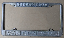 VTG Metal Sacramento CA Vandenberg Chrysler Plymouth License Plate Frame Gas Oil picture