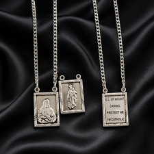 Sterling Silver 2 Piece Scapular Medal Pendants With 30