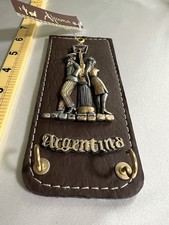 Vintage Ahjuma Argentina Leather Key Holder Wall Rack Handcrafted Tango Couple picture