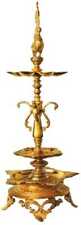 Brass Table Oil Lamp Diwali Diya Pooja Deepak For Home Temple 7*7*28 Inch picture