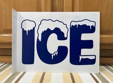 ICE flange Sign Double Sided Fish Bait Beer Cooler Vintage Style Wall Decor picture