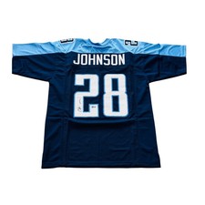 Chris Johnson Autographed Tennessee (Navy Blue #28) Custom Jersey - Beckett picture