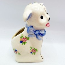 Vintage Occupied Japan Floral Pattern Porcelain Stitched Dog Planter picture