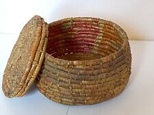 Handmade Weaved Coiled Basket Lid  VTG Native American 6