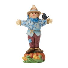 Jim Shore SCARECROW STANDING ON PUMPKIN HARVEST FIGURE-HAY FALL IS HERE 6018093 picture