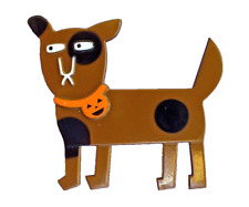 Hallmark PIN Halloween Vintage DOG JOL COLLAR Brown EYE PATCH SPOTS Holiday picture