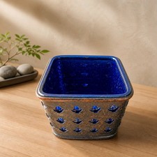 Felipe Derflingher Mexican Brutalist Caged Glass Cobalt Blue Modernist Cube MCM picture