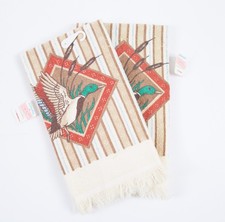 VTG NEW Towel Set Heritage Ducks Mallard Bird Graphic Tan Bath Cotton USA picture
