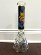 14” Thick Glass Water Hookah Glow in Dark Bart Simpson Space Skateboarding 14mm picture