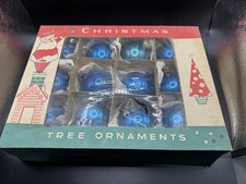 Fantasia Brand Mercury Glass Christmas Ornaments Box Blue One Dozen,  1-3/4” Vtg picture