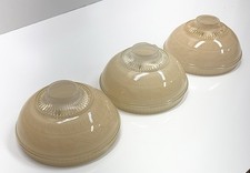 Antique 1920s 30s Glass Art Deco Ceiling Light Chandelier Slip Bowl Shades Set 3 picture