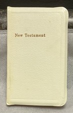 Vintage Small New Testament White Pocket Bible KJV picture