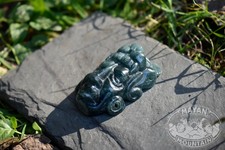 MAYAN BURIAL MASK JAGUAR WARRIOR MAYA FACE JADEITE JADE NECKLACE PENDANT picture