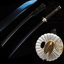 Handmade Clay Temperped T10 Steel Blue Blade Japanese Samurai Sword Katana picture