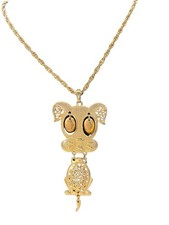 Vintage Sarah Coventry Gold Tone Cute Puppy Dog Articulated Statement Necklace picture