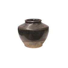 Vintage Earthy Dark Brown Village Rural Pottery Ceramic Pot Vase JK217 picture