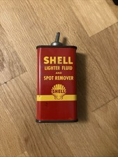 VINTAGE 1940's SHELL LIGHTER FLUID & SPOT REMOVER HANDY 4oz OILER TIN Empty picture
