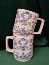 ✨ HTF Design Vintage Turi Figgjo Lotte Norway MCM Folk Art Set Of 6 Coffee Mugs picture