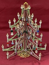 Large Rare 3D Czech Handcrafted Rhinestone Christmas Tree Vintage picture