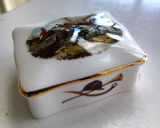 Vintage Hammersley Bone China Small Trinket Collector Box Horses Hunting Scene picture