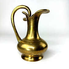 Solid Brass Single Handle Pitcher 7 Inch Tall 4 Inch Wide Vintage Heavy picture