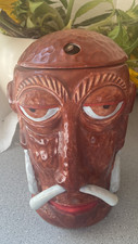 OMC vint MR BALI HAI San Diego Tiki Mug w/Lid Polynesian Ceramic Concave Bottom picture