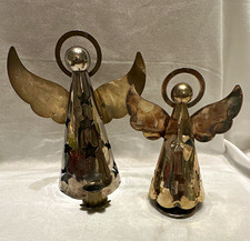 Vintage Silver Plated Angel Figurine Lot of 2 MCM Candle Holder Musical Spinning picture