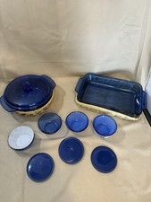 Anchor Hocking Basket Buffet Blue Glass Set New Other Damaged Partial picture