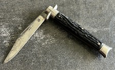 Vintage Colonial Prov USA Fishtail Bowtie Pocket Knife Black Jigged Handle picture