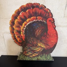 Vintage Ambassador Cards Thanksgiving Turkey Cutout Decor 10” picture