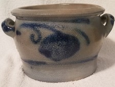Ant. WESTERWALD Salt-Glazed Stoneware 2-Handled Crock Pot; VGC; Mid-Late 1800's picture