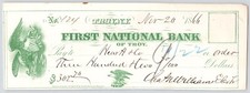 c1866 First National Bank Check to Heath & Co~Troy New York Antique picture
